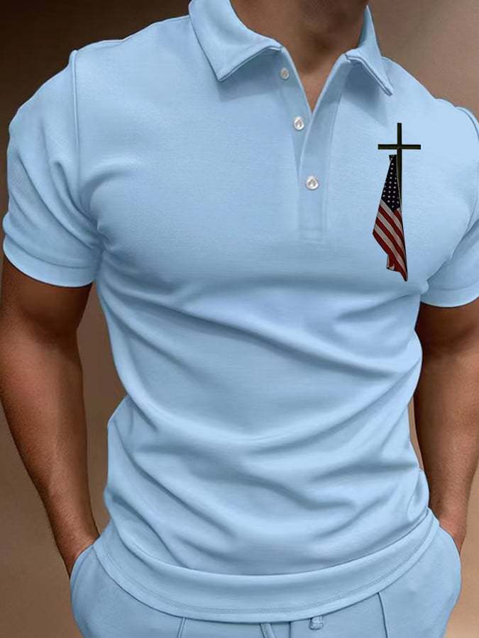 Men's Short Sleeve Casual Printed POLO Shirt