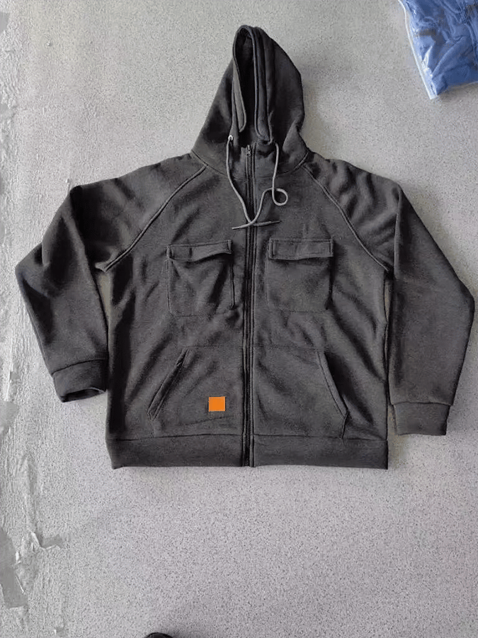 Men's Vintage Double Pocket Solid Color Comfort Zip Cardigan Jacket