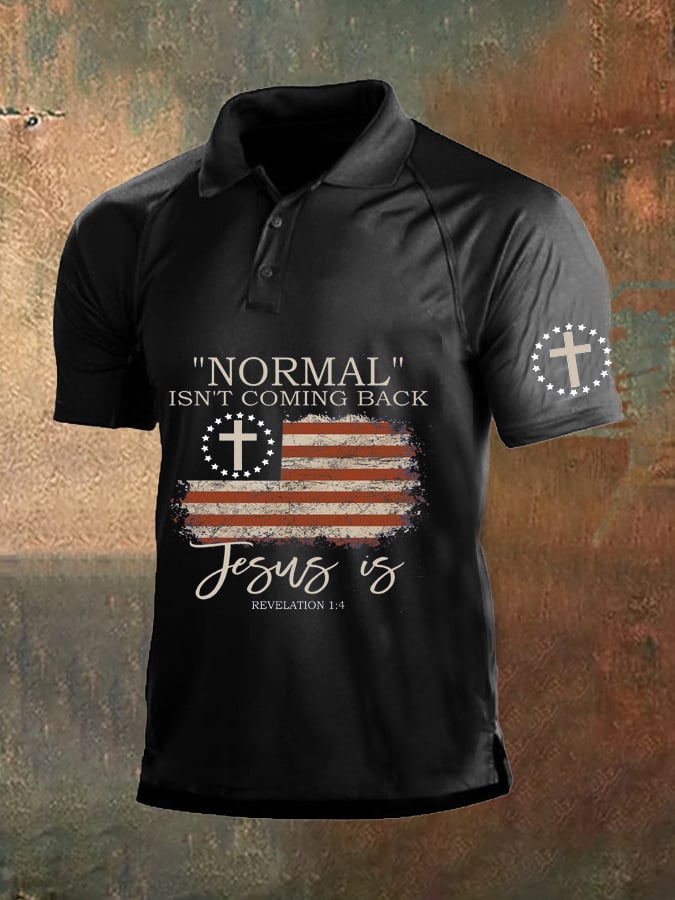 Men's Retro Faith "Normal Isnt Coming Back" Color Block Polo Shirt