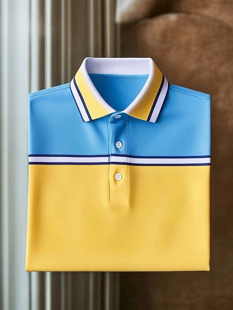 Men's Business Logo Button-Down Short Sleeve Polo Shirt