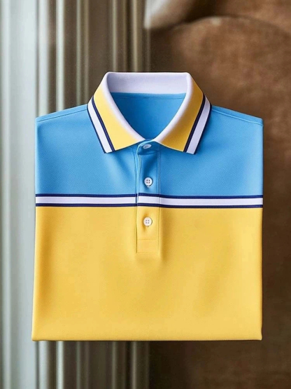 Men's Business Logo Button-Down Short Sleeve Polo Shirt