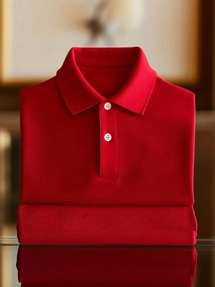 Men's Business Casual Logo Button Short Sleeve Polo Shirt