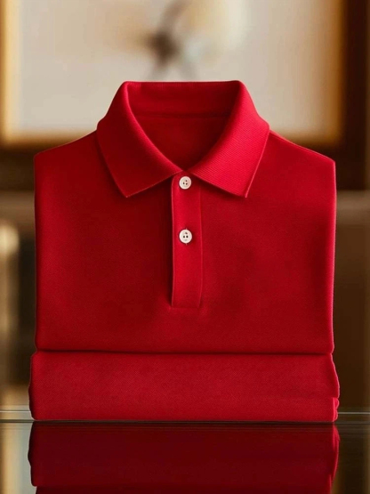 Men's Business Casual Logo Button Short Sleeve Polo Shirt