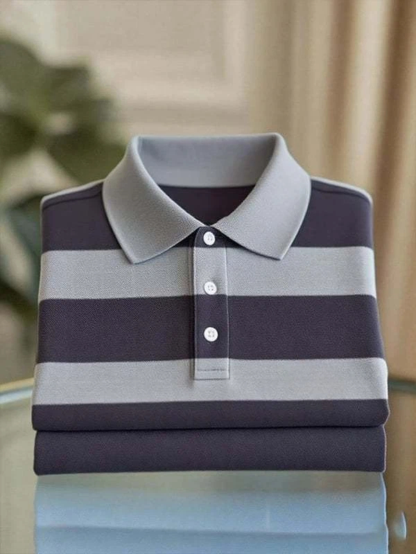 Men's Classic Business Logo Button Short Sleeve Polo Shirt