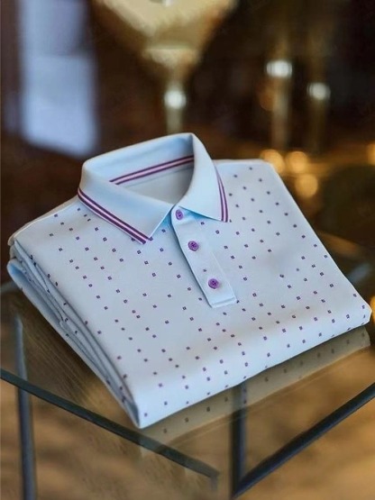 Men's Classic Business Logo Button Short Sleeve Polo Shirt