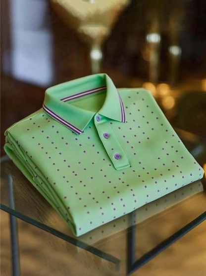 Men's Classic Business Logo Button Short Sleeve Polo Shirt