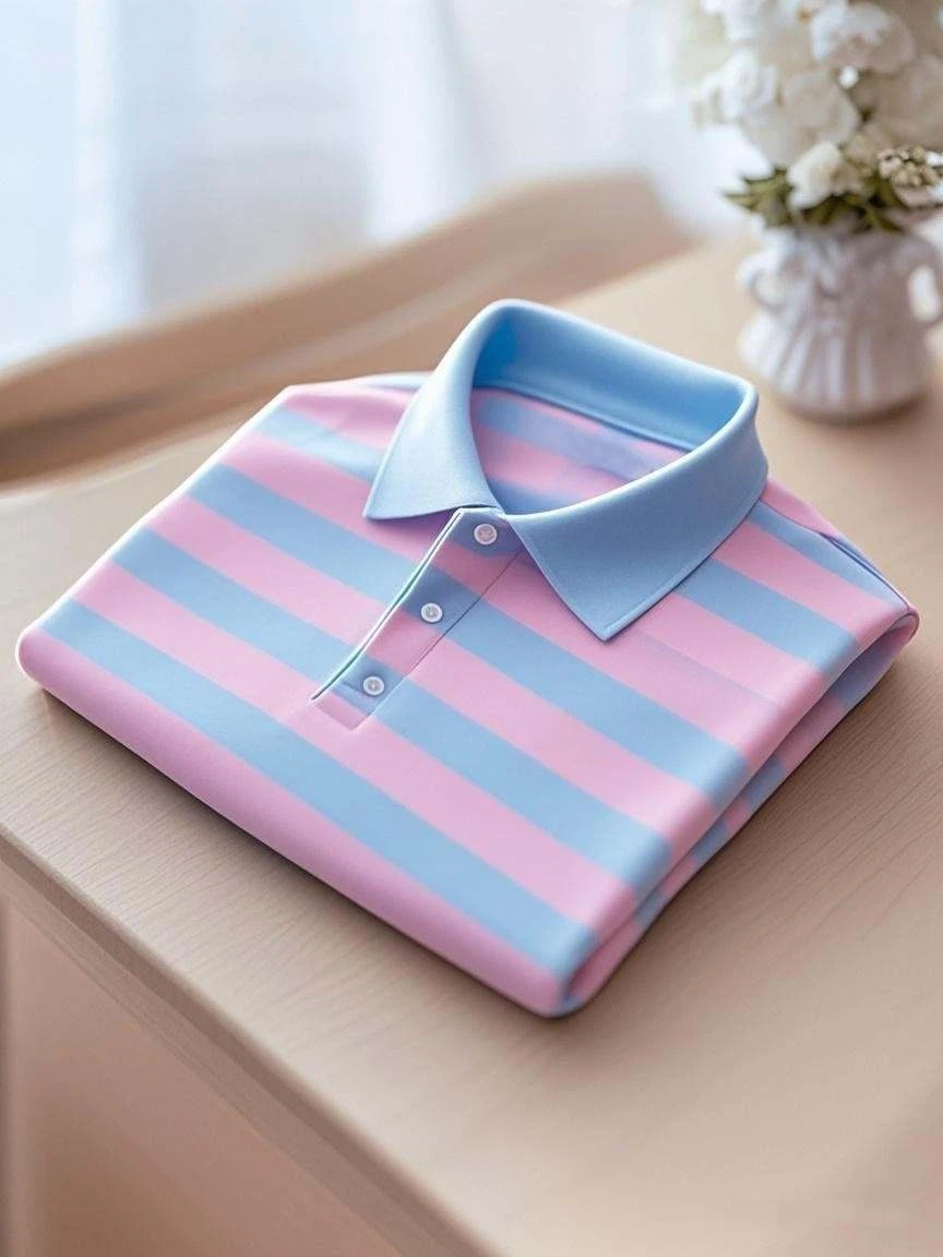 Men's Business Casual Logo Button Short Sleeve Polo Shirt