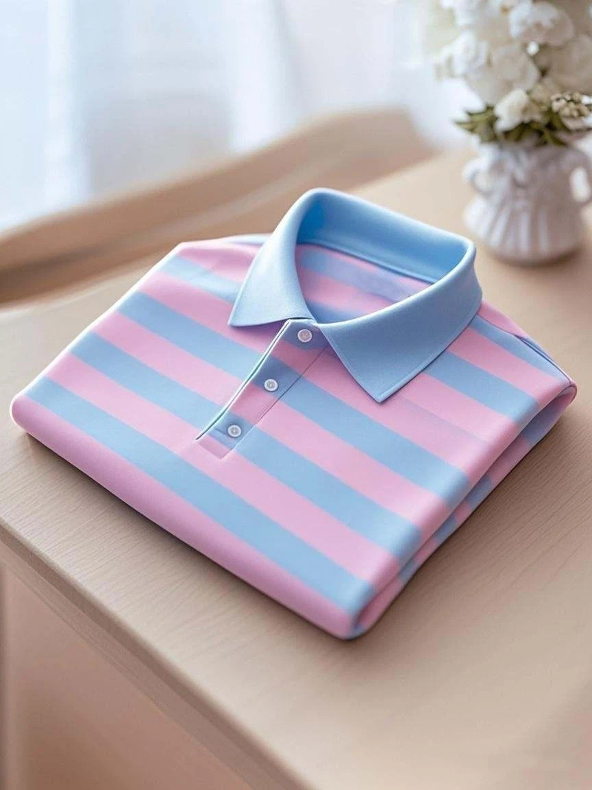 Men's Business Casual Logo Button Short Sleeve Polo Shirt