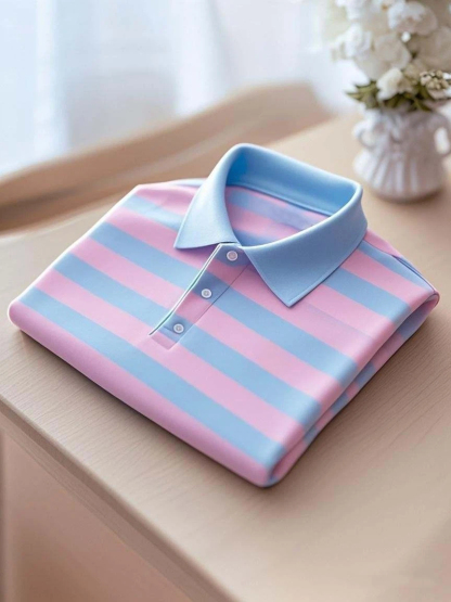 Men's Business Casual Logo Button Short Sleeve Polo Shirt