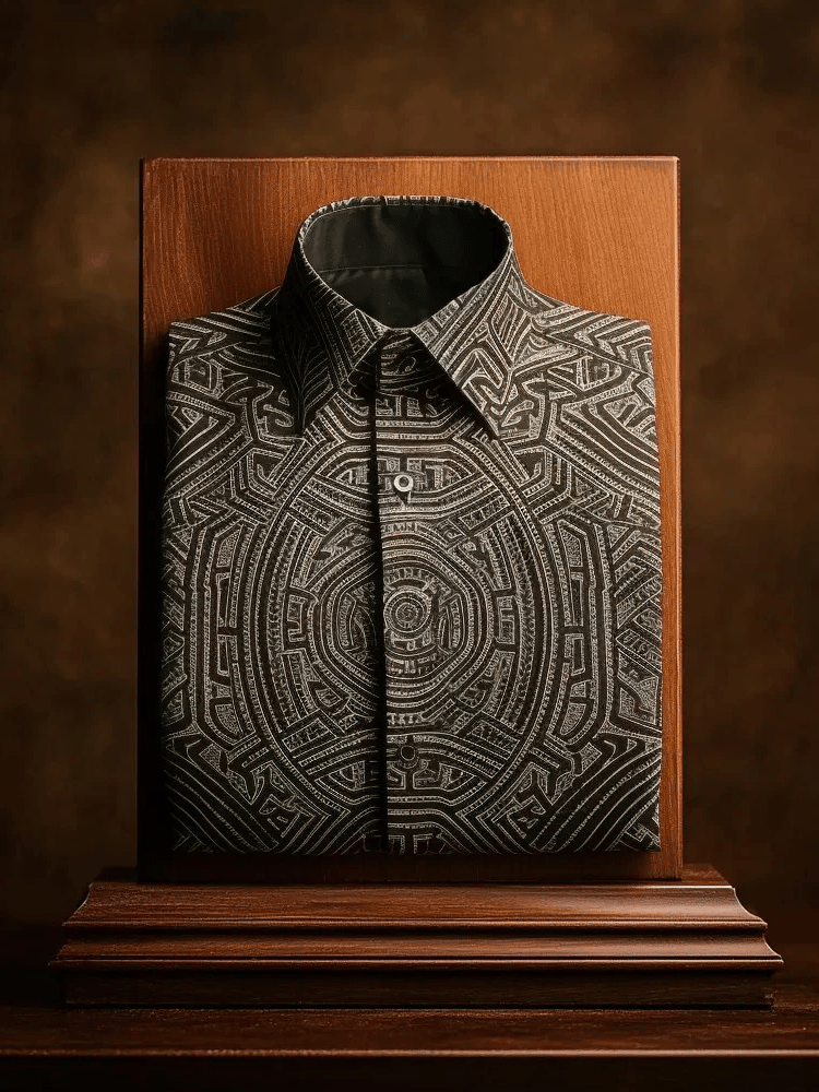 Men's Luxury Romantic Contrast Color Print Long Sleeve Shirt