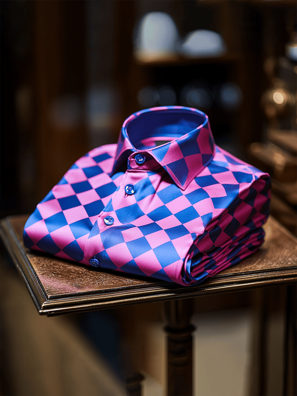 Men's business casual diamond design lapel short-sleeved shirt