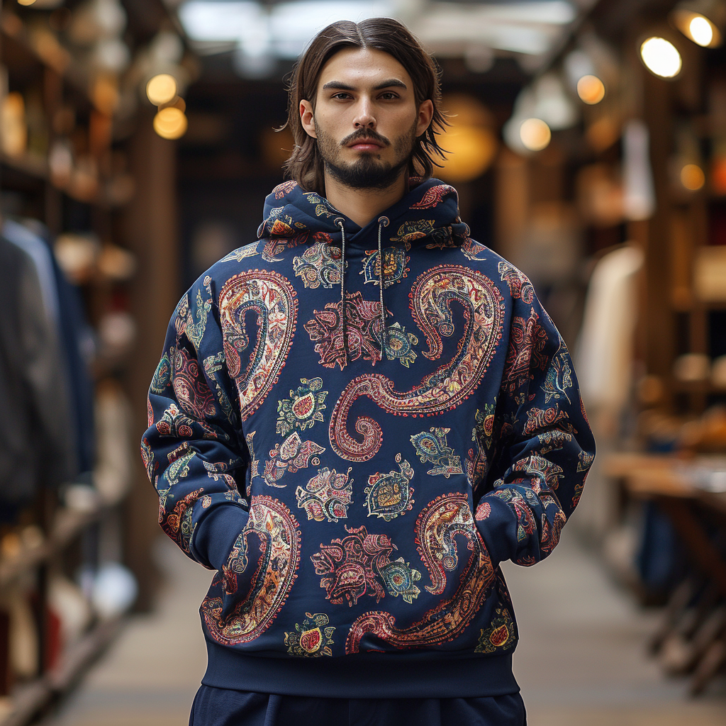 Paisley Art Print Hoodie Men