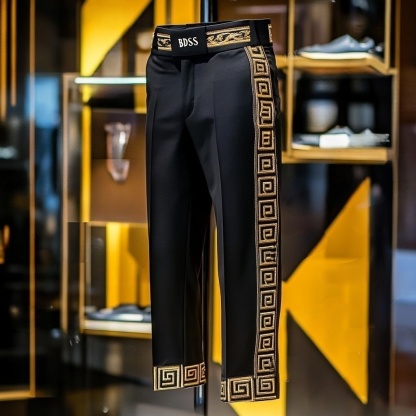 High elastic fabric luxury business casual men's fashion trousers