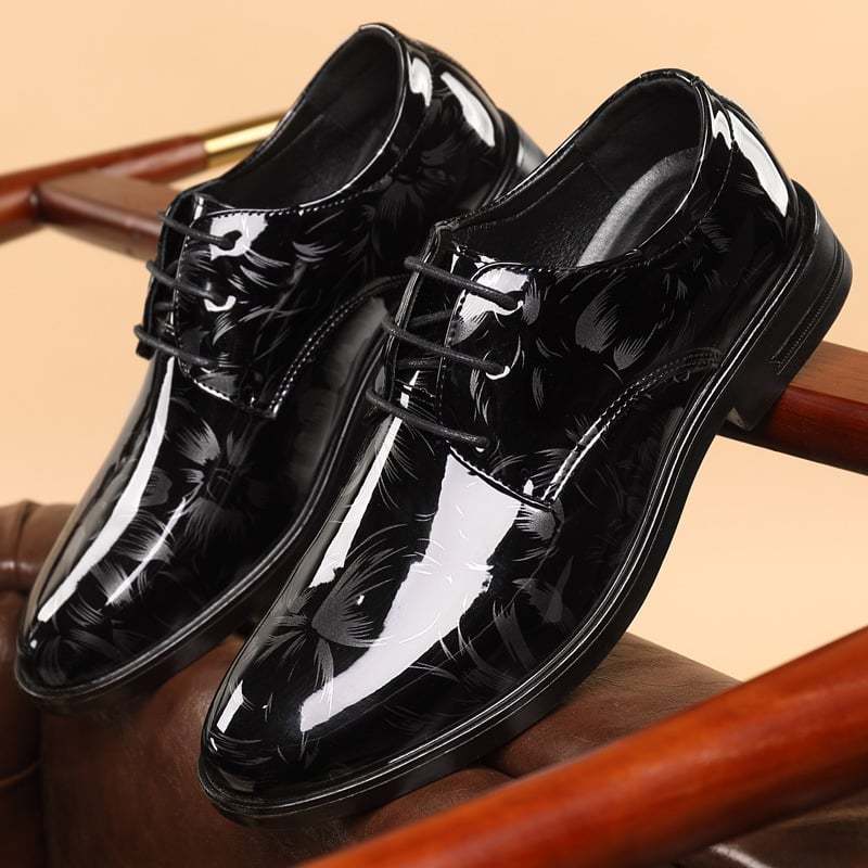 Men's Versatile Toe Toe Glossy Business Casual Leather Shoes
