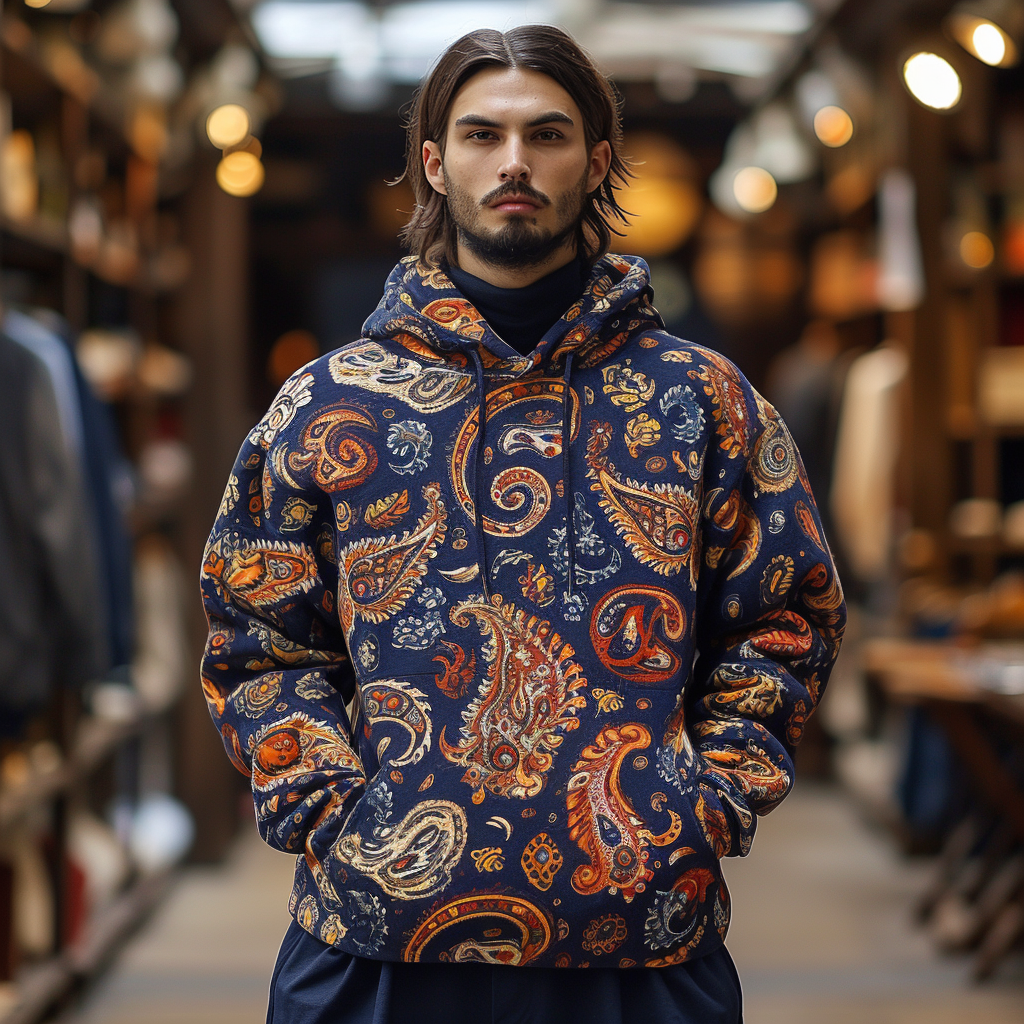 Paisley Art Print Hoodie Men