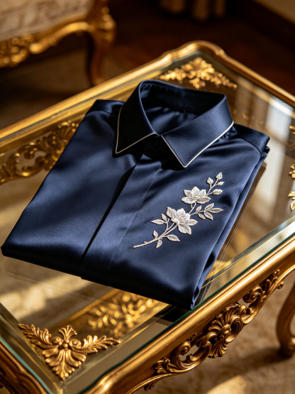 Men's Vintage Floral Satin Shirt