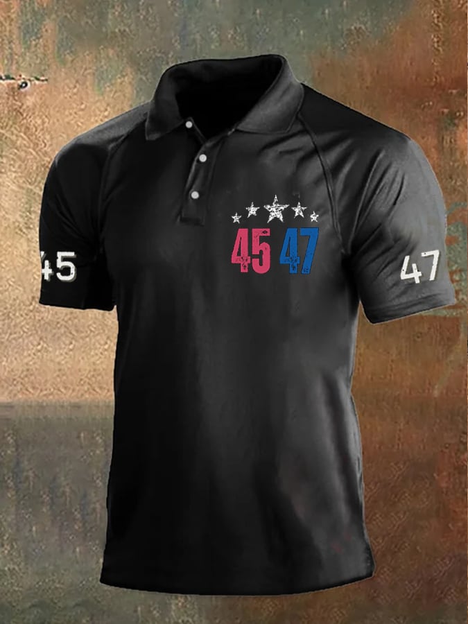 Men's 45 47 Printed Casual Polo Shirt