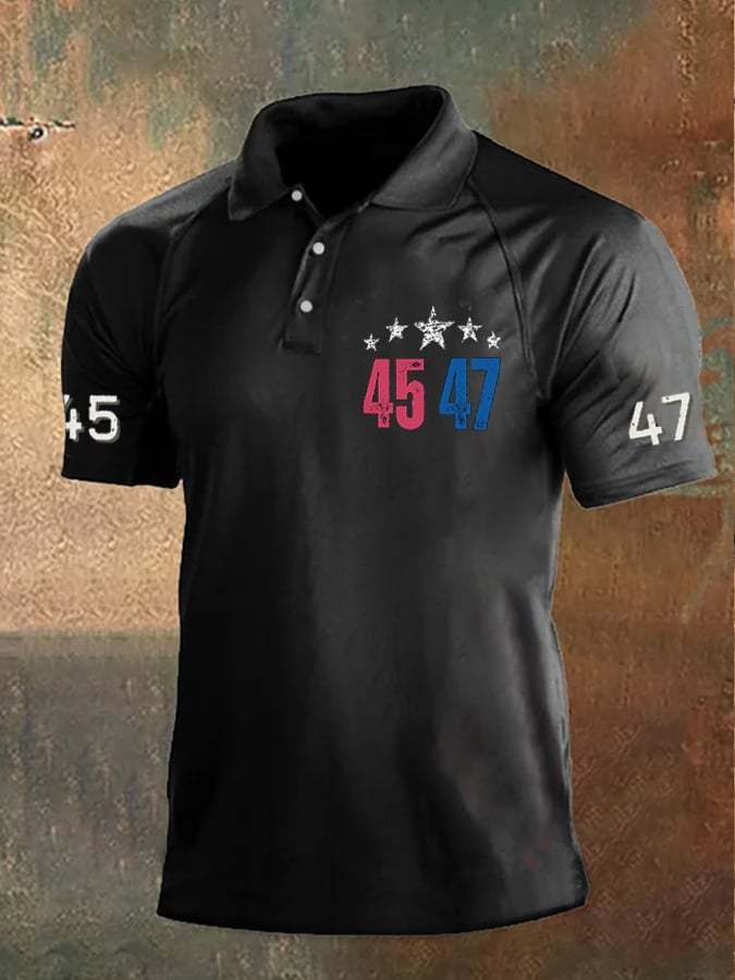 Men's 45 47 Printed Casual Polo Shirt