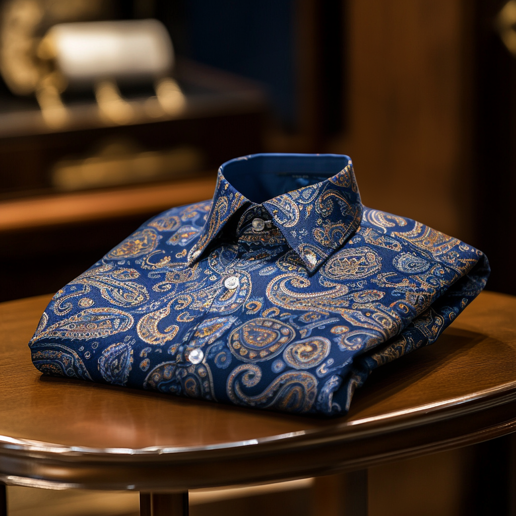 Elegant Retro Nostalgic Paisley Long Sleeve Shirt
