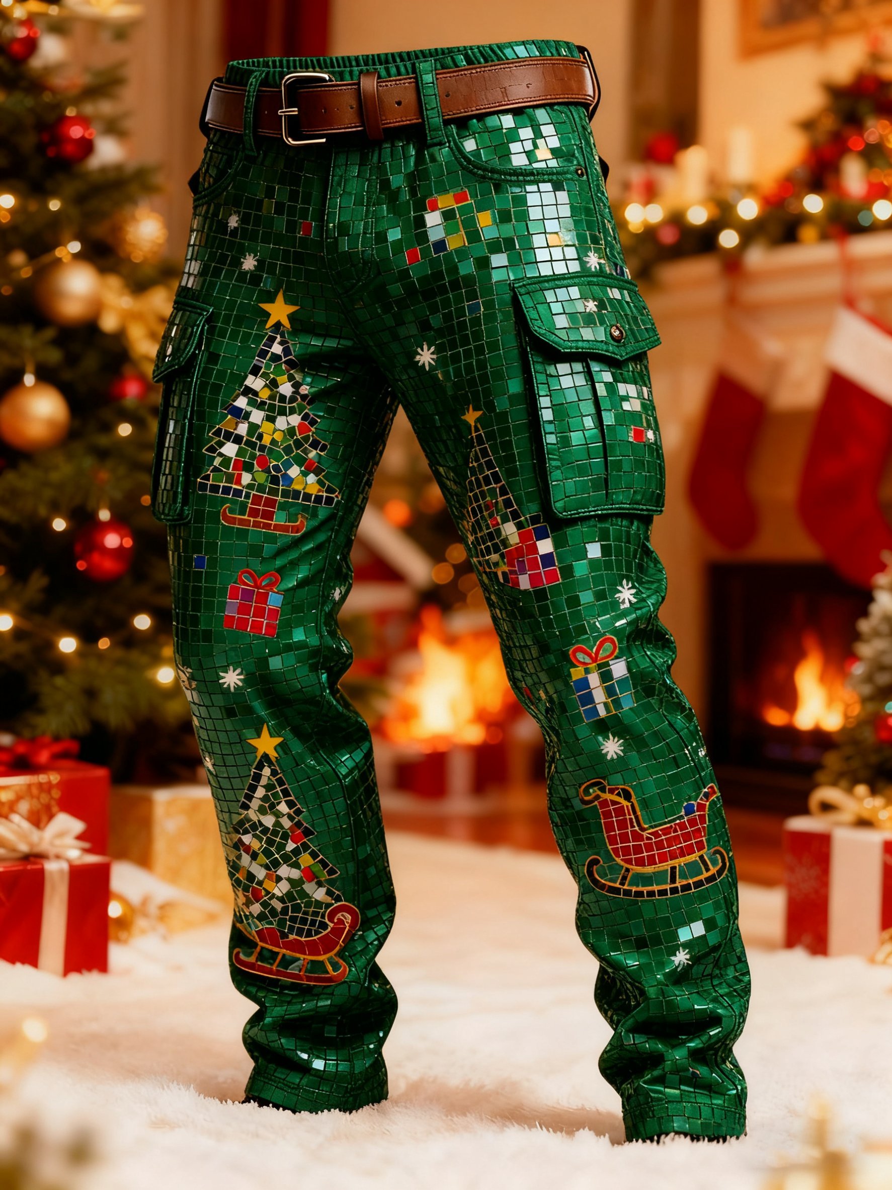 Men's Christmas Printed Cargo Pants