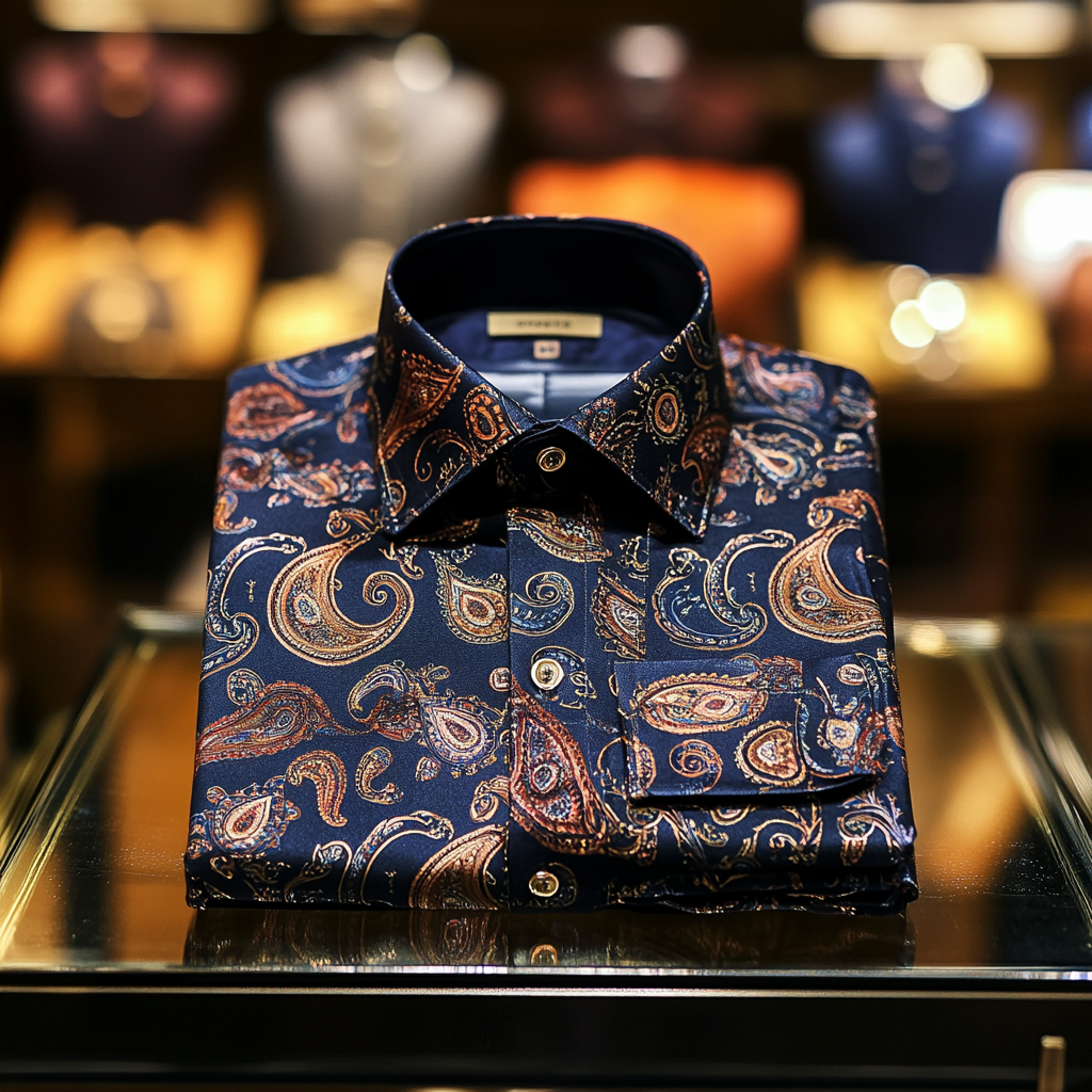 Self-designed business casual shirt paisley classical pattern long sleeve