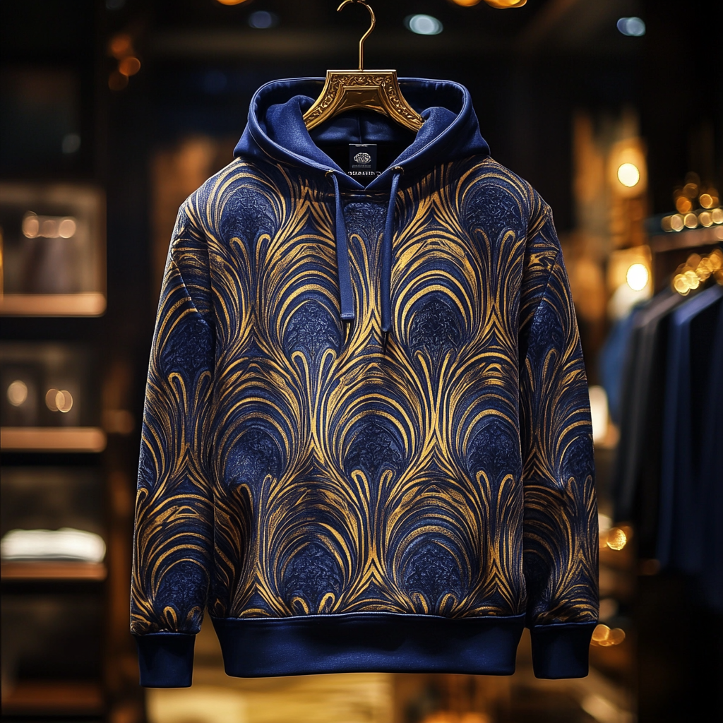 Line design art print hoodie Men