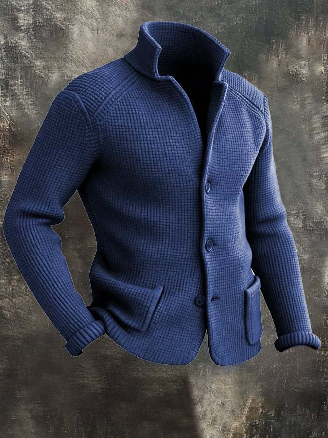 Men's Retro Warm Stand Collar Knitted Cardigan Jacket