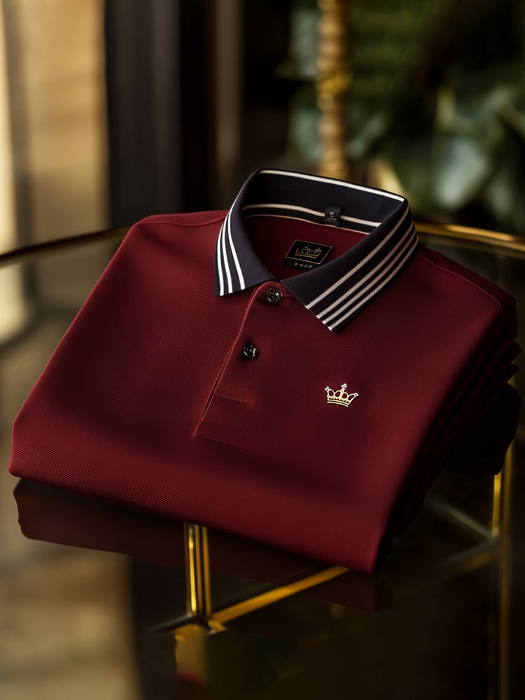 Men's Business Casual Logo Button Short Sleeve Polo Shirt