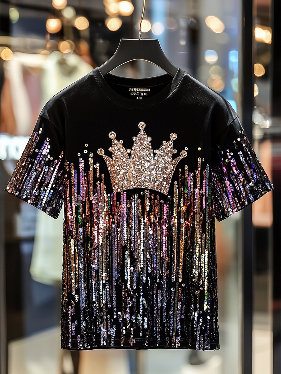 Men's Business Luxury Printed 100% Cotton Short Sleeve T-Shirt