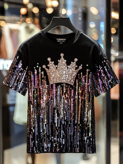 Men's Business Luxury Printed 100% Cotton Short Sleeve T-Shirt