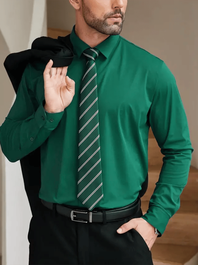 Men's Solid Color Design Business Casual Shirt