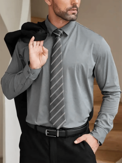 Men's Solid Color Design Business Casual Shirt
