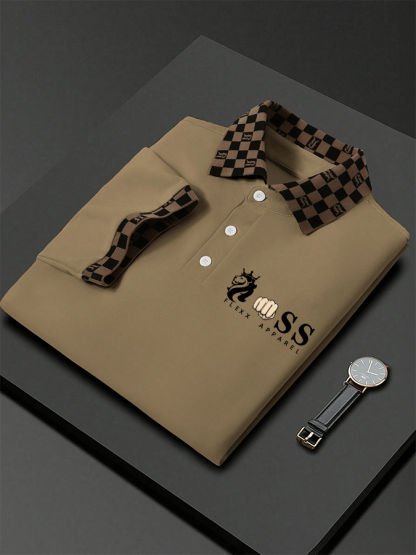 Men's Letter Printed Casual Polo Shirt