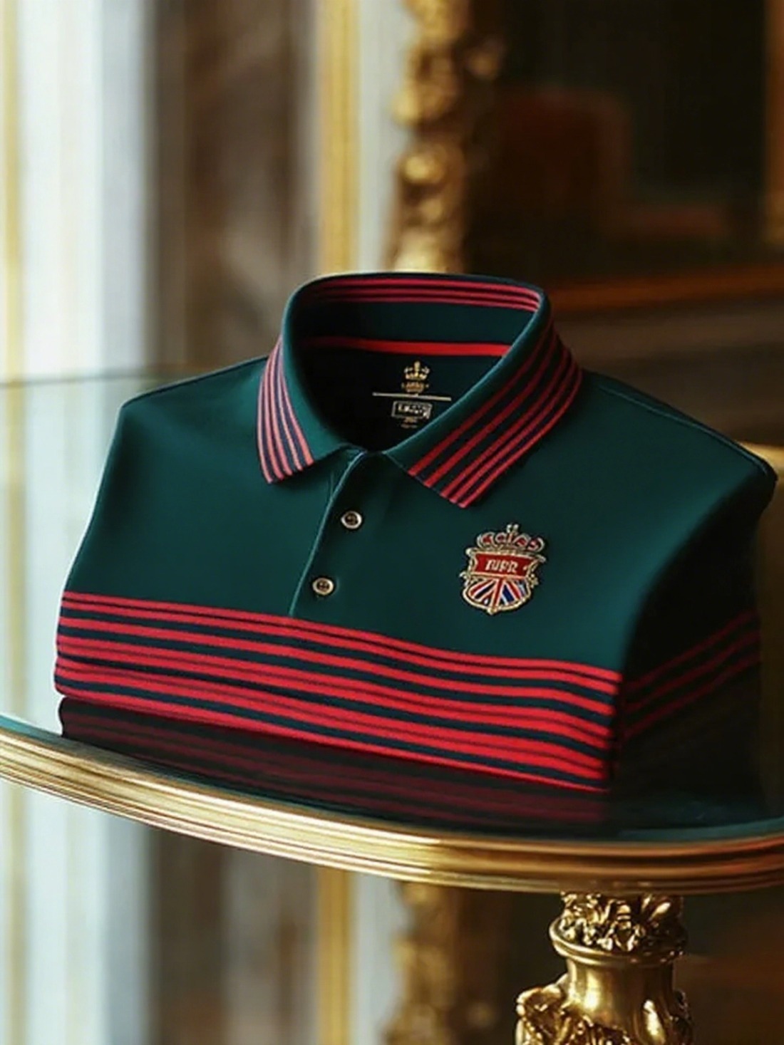 Men's Retro Business Stripe Print Long Sleeve Polo Shirt