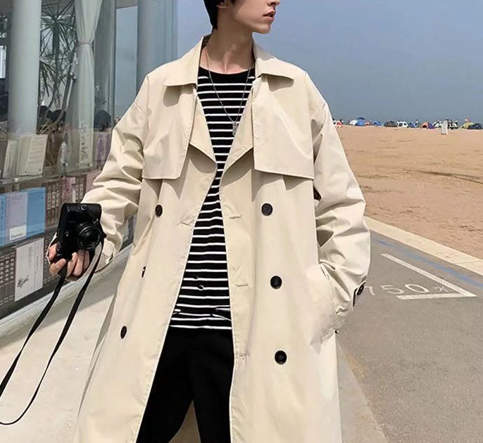 [Copy]Men's Double Breasted Belted Casual Trench Coat
