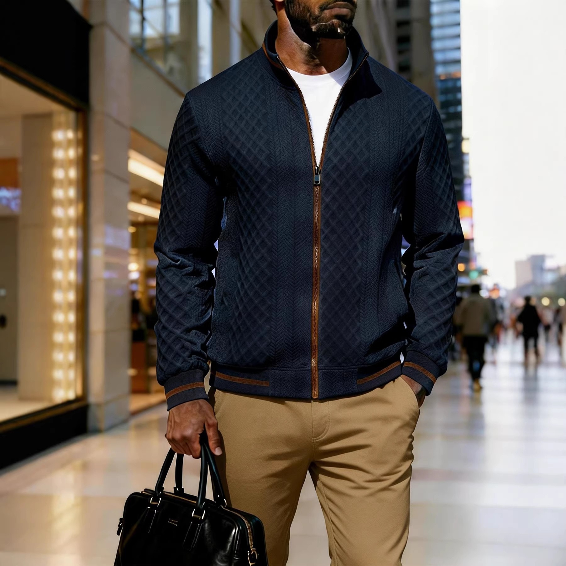 New men's jacquard cardigan jacket