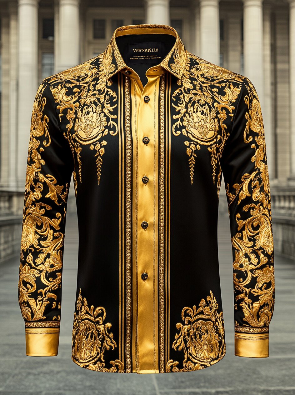 Men's Luxury Long-sleeved Shirt with Beast Print