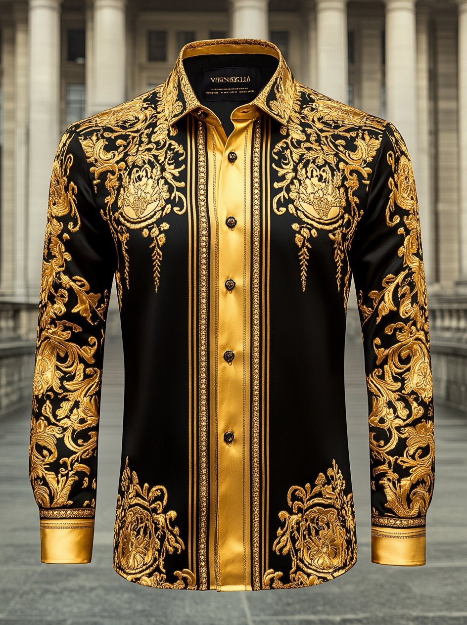 Men's Luxury Long-sleeved Shirt with Beast Print