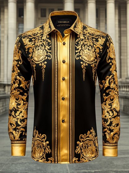 Men's Luxury Long-sleeved Shirt with Beast Print