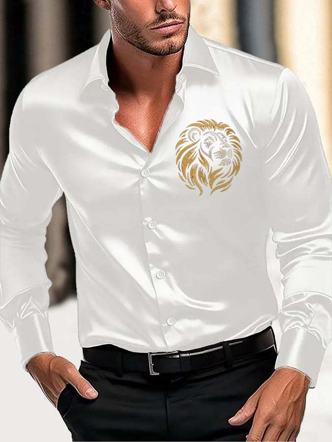 Men's Fashion Business Luxury Design Printed Long Sleeve Shirt