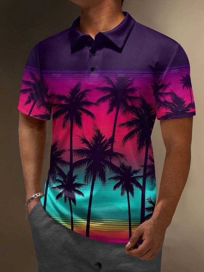 Men's Resort Style Printed Polo Shirt