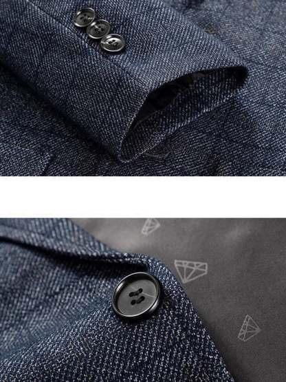 Men's Work Office Notched Collar Plaid Regular Fit Blazer