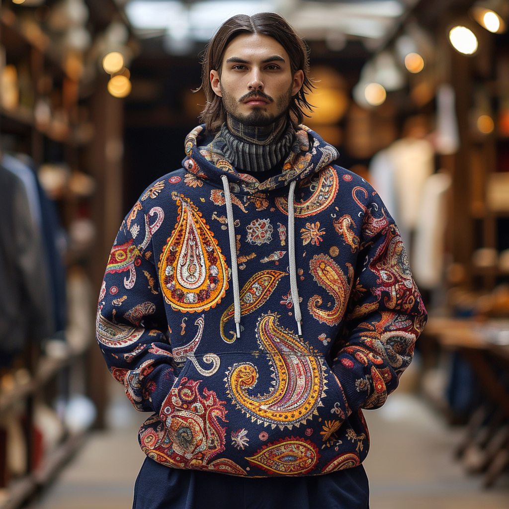 Paisley Art Print Hoodie Men
