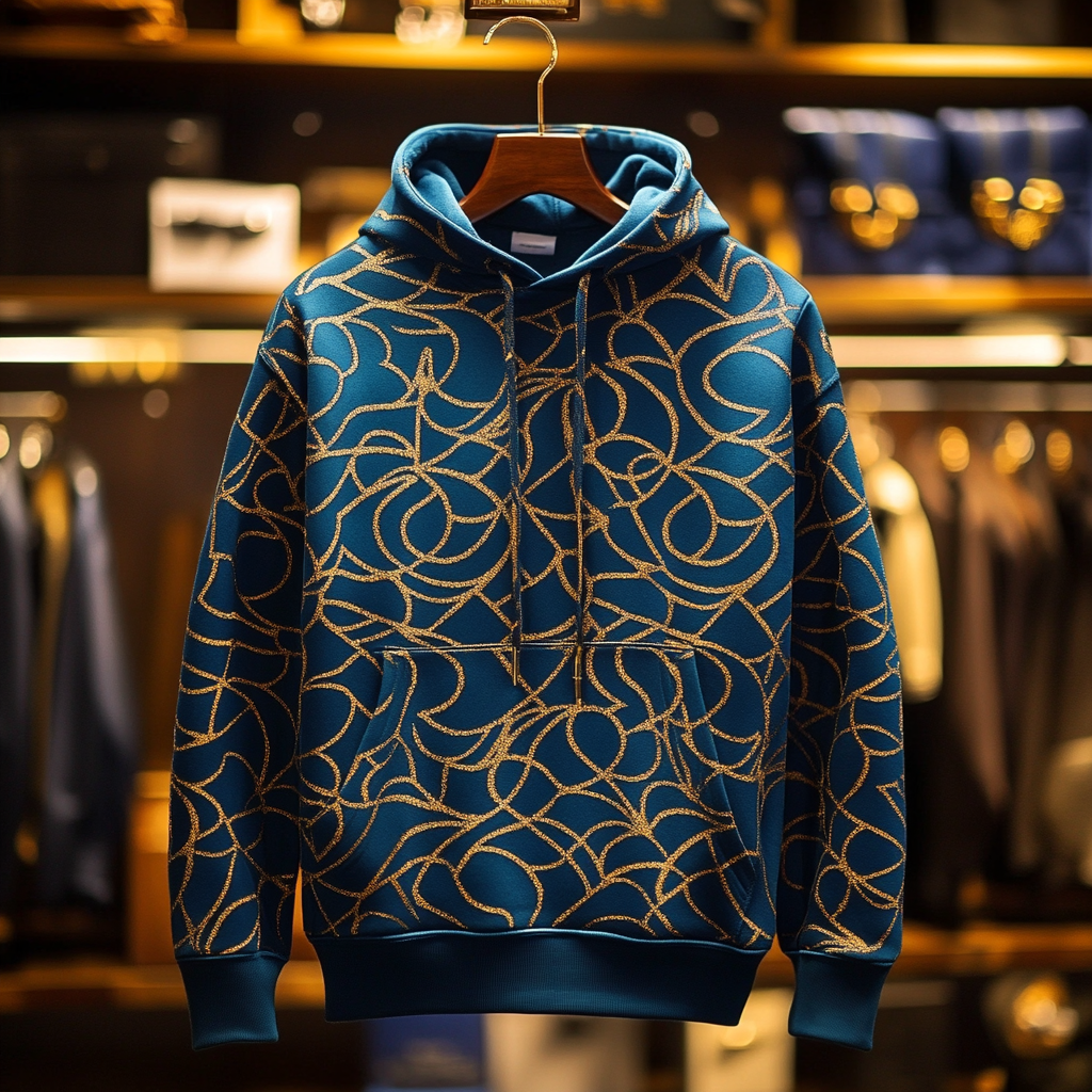 Line design art print hoodie Men