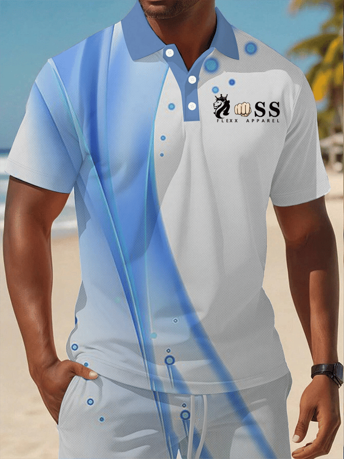 Men's Retro Letter Design Printed Casual Comfortable And Breathable Polo Shirt