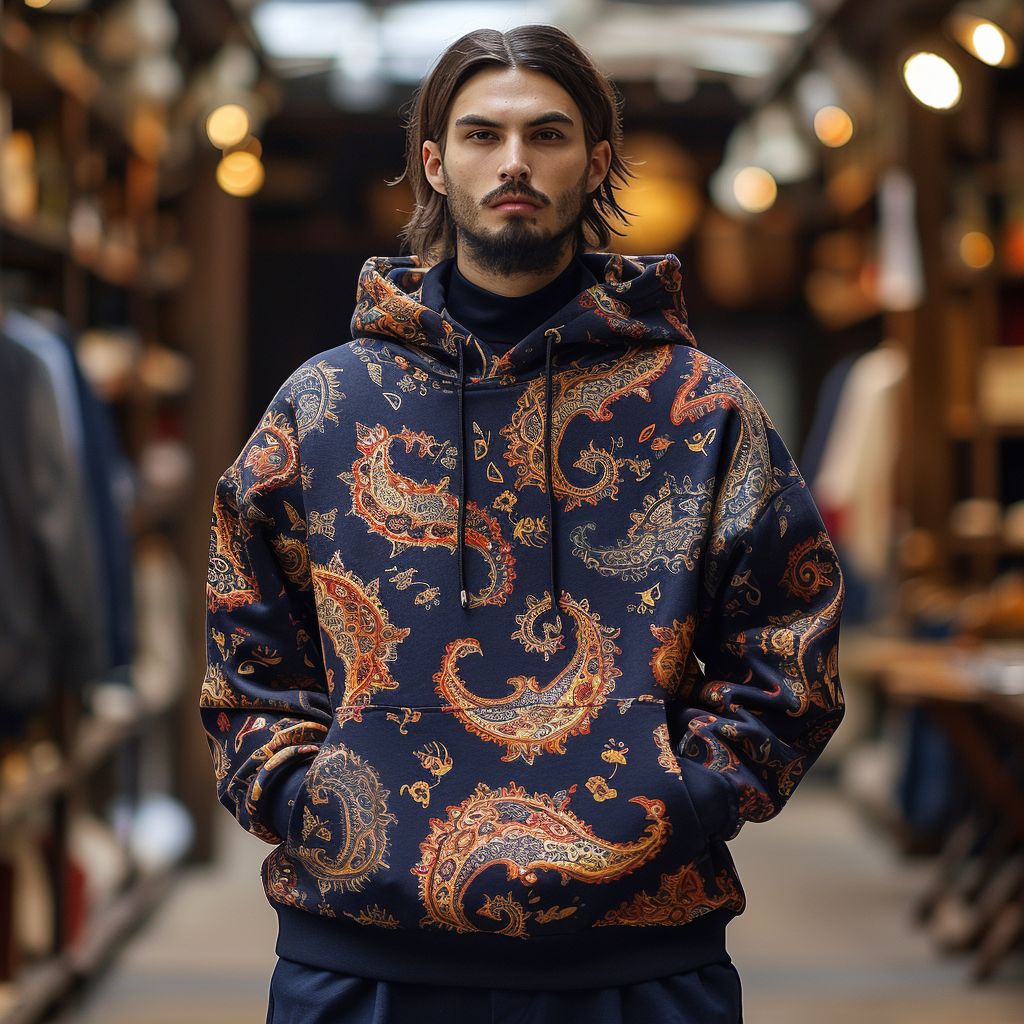 Paisley Art Print Hoodie Men