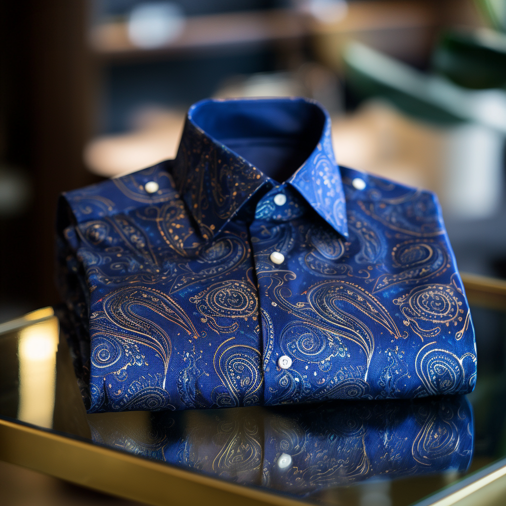 Bold Vintage Design Men's Classic Paisley Shirt Long sleeve