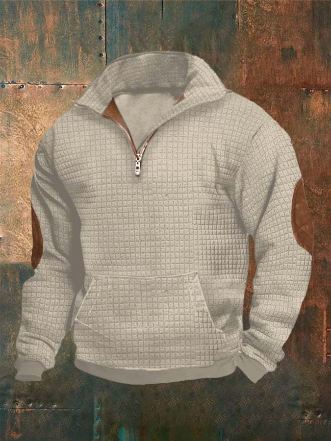 Men's Stand Collar Zipper Long Sleeve Casual Sweatshirt