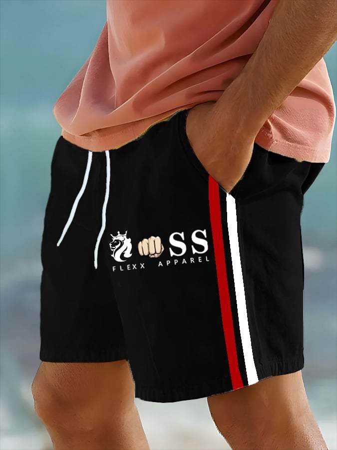Men's Retro Letter Design Beach Pants Surfing Sports Swimming Fitness 