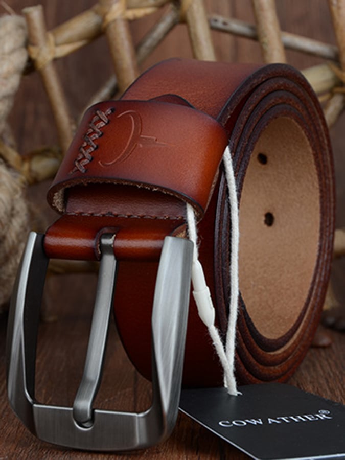Business Casual Cowhide Fashion Men's Pin Buckle Belt